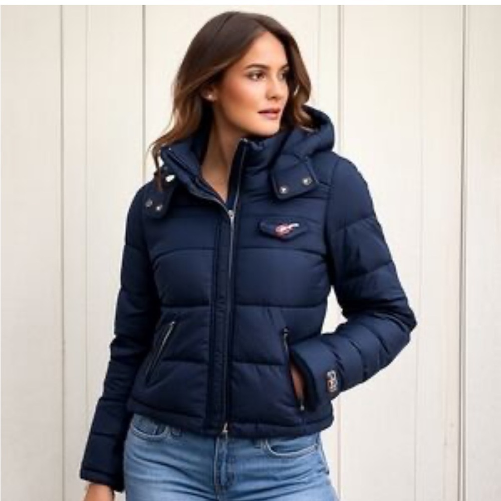 Hollister Women's Dark Blue Puffer Coat